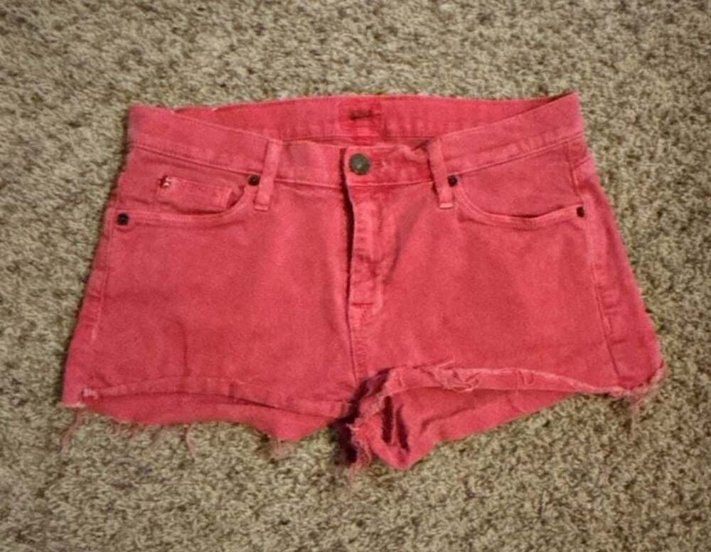 Hudson Midrise Nico Cut-Off Denim Shorts in Red, Size 29